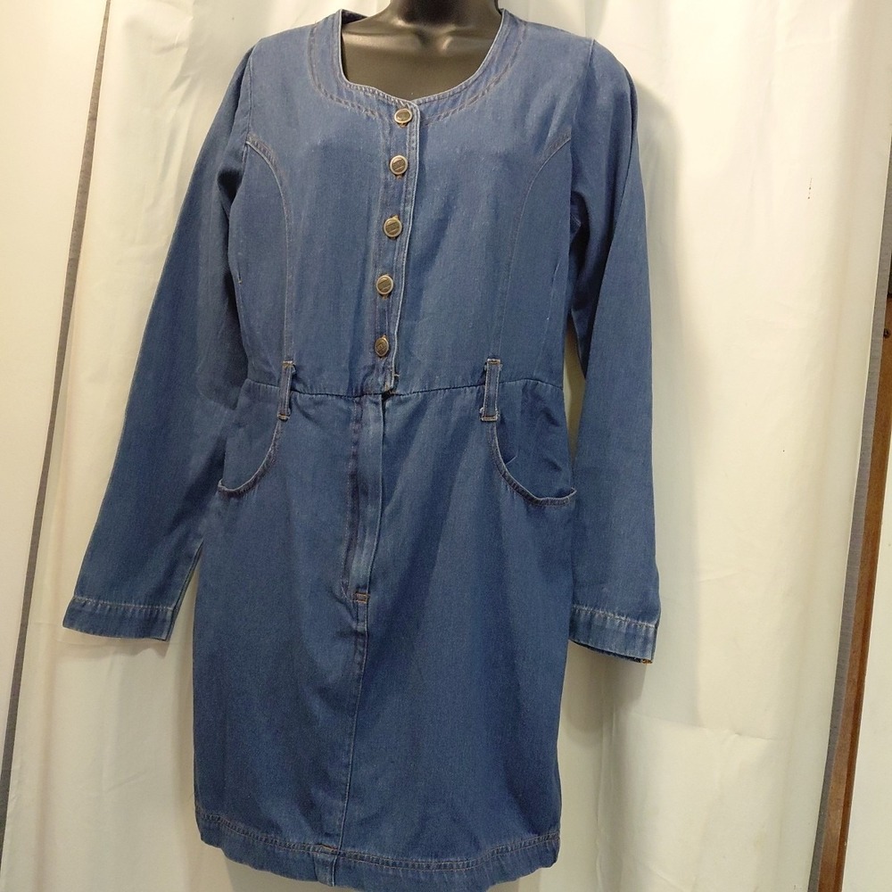 VTG Starwear Denim Button Down Dress Western 90s Y2K Size Medium